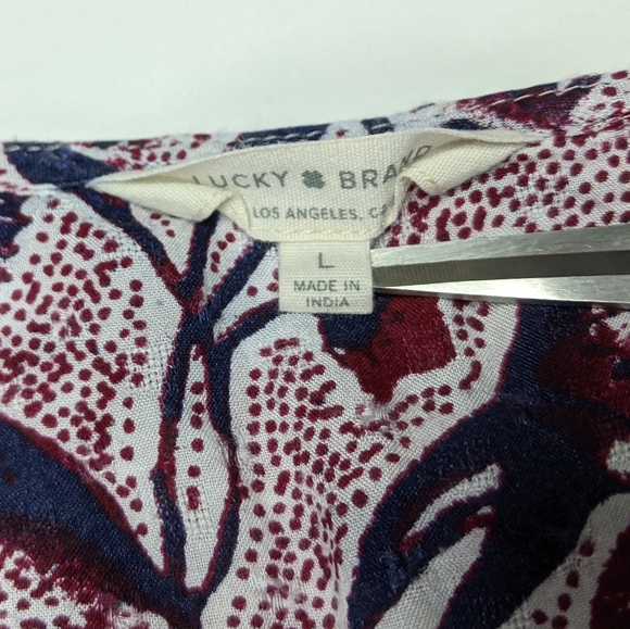 LUCKY BRAND Gauzy Floral Top Sz L - Picture 13 of 13